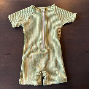 💚 Baby Green Seersucker Romper - Swimsuit🌿 3-6 Month